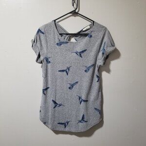 t.La Hummingbird Blouse Gray Open Back Women's M